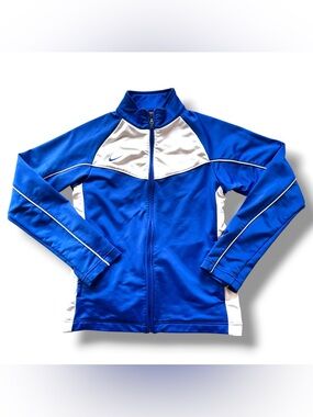 Nike Youth M 8-10 Full Zip Track Jacket Royal Blue & White Sporty Athleisure C-2